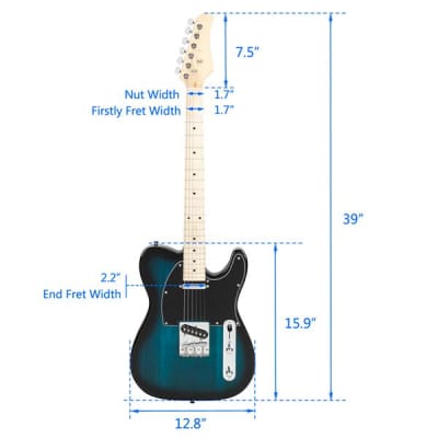 GTL Beginner Electric Guitar SS Pickup Blue image 3