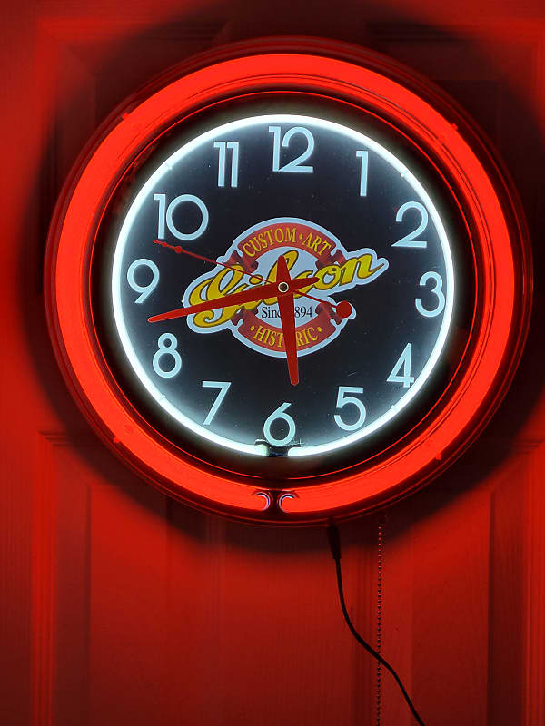 Gibson Guitars logo double ring neon deals wall clock