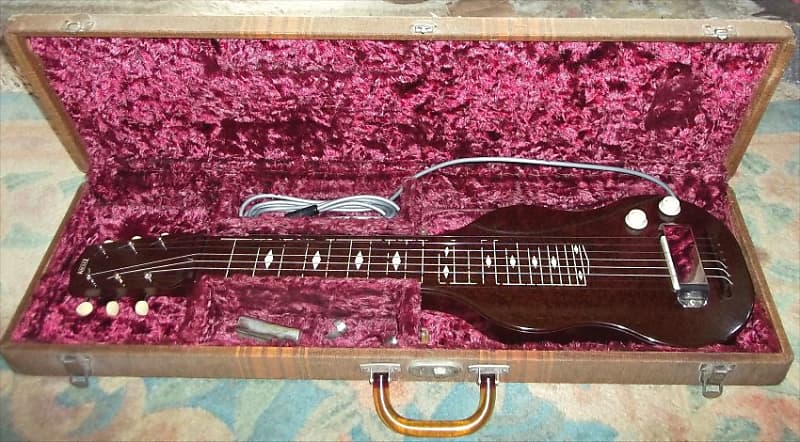 Rare 1947 Antique Kiesel Lap Steel Guitar Brown Bakelite W/case and It Works Too! Please Make Offers image 1