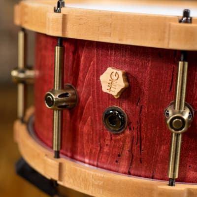 HHG Drums 14x6 Reclaimed Maple With Matching Hoops, Satin Red image 5