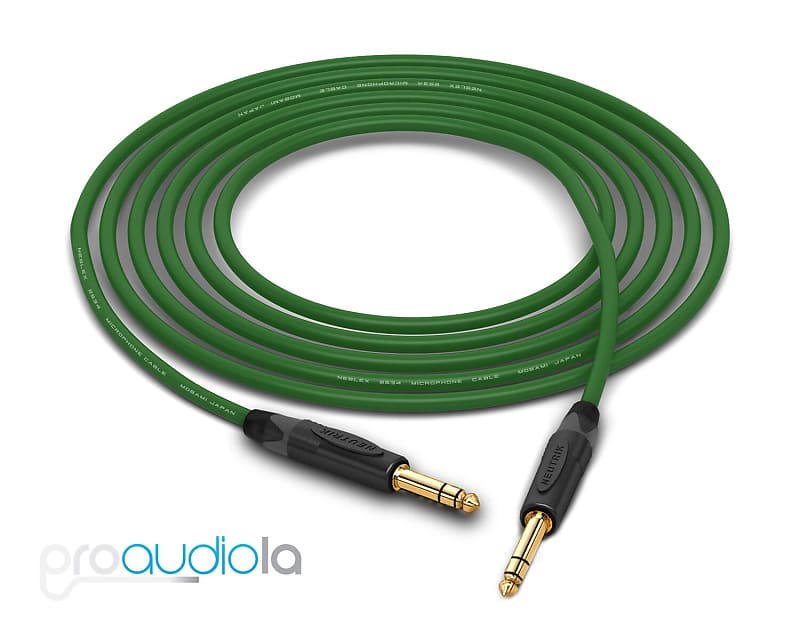 Mogami 2534 Quad Cable | Neutrik Gold 1/4" TRS to 1/4" TRS | Green 90 Feet | 90 Ft. | 90' image 1