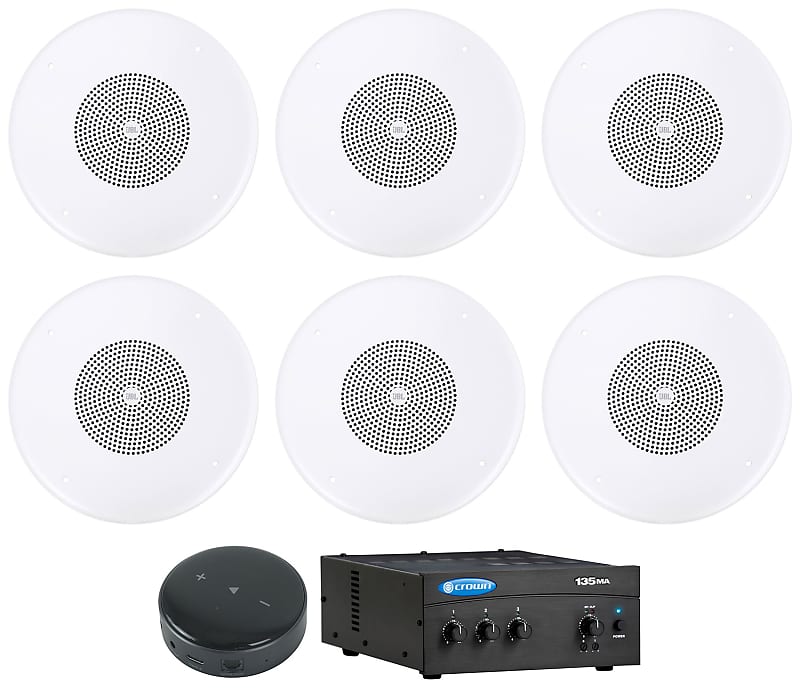 Crown 135MA 35 Watt Amplifier+(6) 4" JBL Speakers+Smart Wifi Streaming Receiver image 1