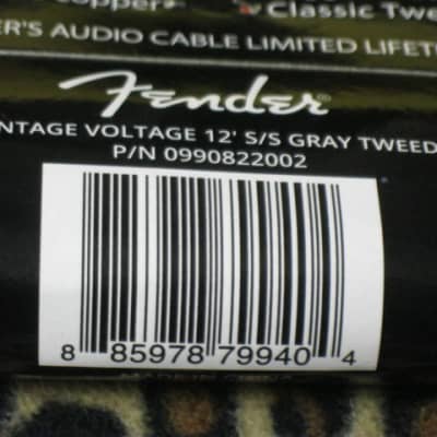 new A+ (with packaging) Fender Vintage Voltage Straight-Straight Instrument Cable 12 ft. Gray Tweed, p/n: 0990822002 image 4