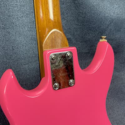Killer 1970s Cort “Slammer” Mini-Electric Guitar in Nu-Glo Pink - MIJ (Teisco/Harmony H804) image 6