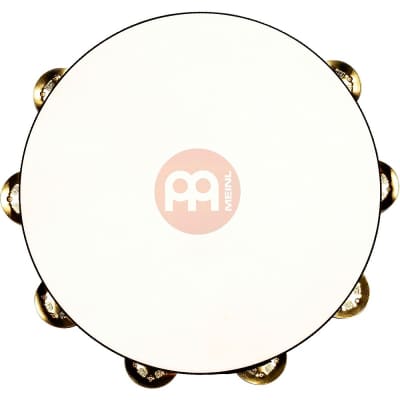 MEINL Traditional Goat-Skin Wood Tambourine Two Rows Brass Jingles image 2