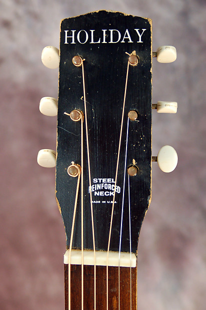 Holiday Stella Parlor Guitar 1960's Faux Tiger Stripe