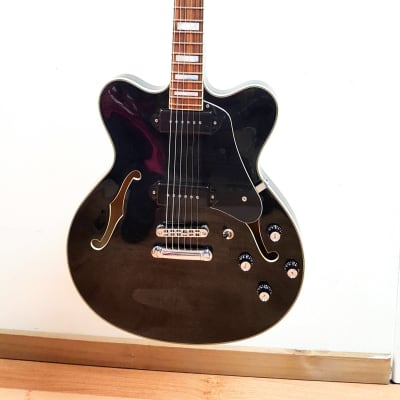 Prestige Custom Shop Musician Pro DC semi hollow electric guitar, Trans Black finish image 3