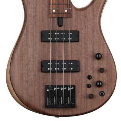 Fodera Monarch 4 Standard Bass Guitar - Natural Figured Walnut (Mon4StdFWNatd1) for sale