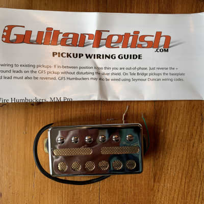 GFS Guitar Fetish Gold Foil Humbucker Pickup Set (Neck & Bridge) chrome with gold grille insert image 2