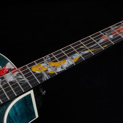 Hsienmo KOI Fish Aqua Blue Full Solid Acoustic Guitar with hardcase image 8