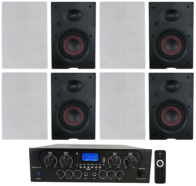 T Home Media Receiver 300 Ohne Internet Nutzen Rockville RPA40BT 4-Room/Zone Home Audio Kit w/Receiver+(8) | Reverb