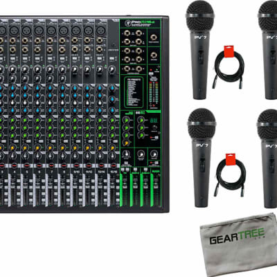 Mackie ProFX16v3 16 Channel 4-bus Professional Effects Mixer with USB w/ Cleaning Cloth, 4 Microphones and XLR Cables image 1