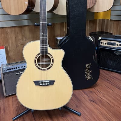 Washburn AG70CE Apprentice Series Acoustic Electric Guitar 2022 - Natural Gloss w/hard case. New! image 2