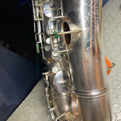 CONN NEW WONDER I TENOR SAX 115XXX SILVER ALL ORIGINAL, SOUNDS BEAUTIFULLY image 11