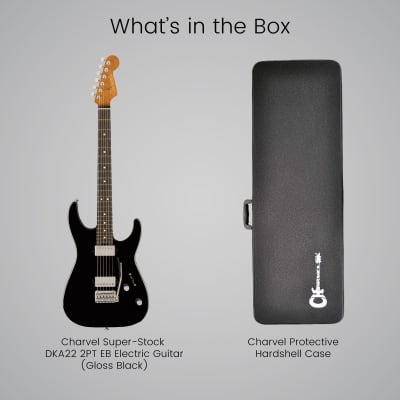 Charvel Super-Stock DKA22 2PT EB Electric Guitar (Gloss Black) - High-Performance Metal Electric Guitar and Ebony Fingerboard Bundle with Charvel Hardshell Case image 5