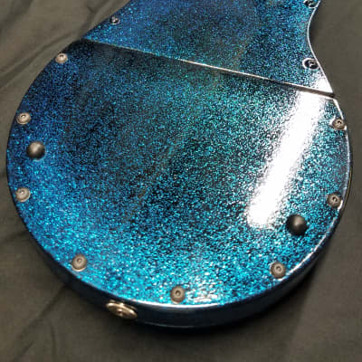 Fouke Industrial Guitars Industrial Aluminum Travel Lap Steel Guitar 2022 Magnum Blue Sparkle image 6