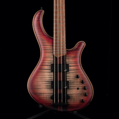 Mayones Patriot Classic 4 Flame Top Bass Satine Transparent Jeans Black 3-Tone Red Burst for sale