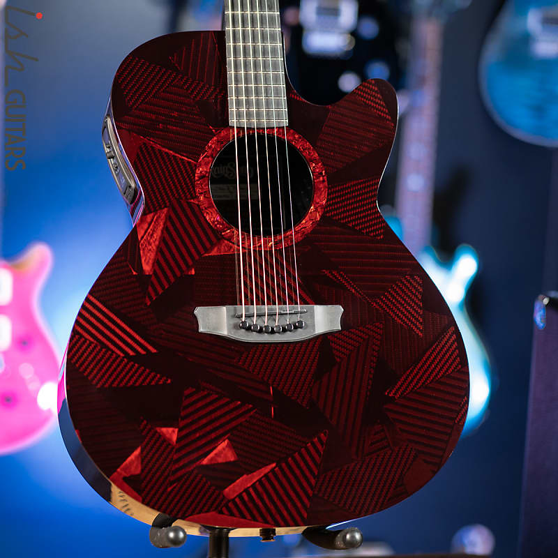2021 RainSong BI-WS1000N2C Black Ice Acoustic Guitar Ish Exclusive Cranberry Red image 1