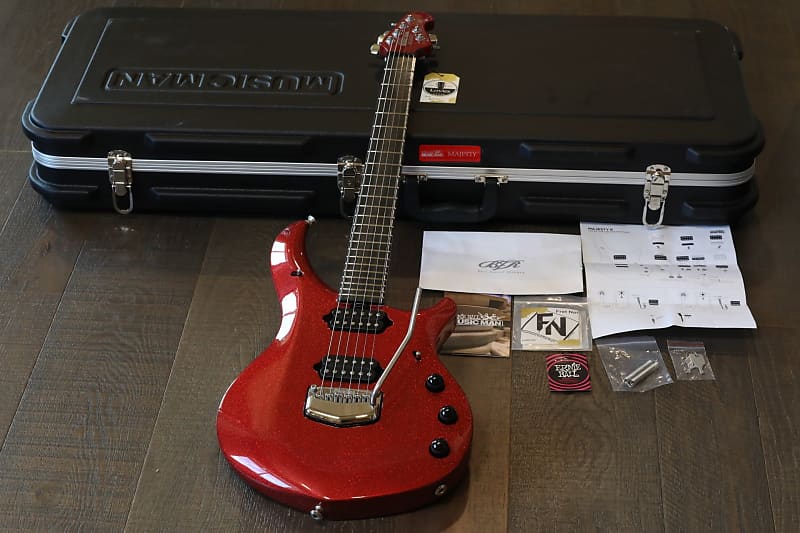 Ernie Ball Music Man Ball Family Reserve John Petrucci Majesty 6 Cinnabar Red Sparkle Signed + OHSC image 1