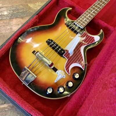 EKO Florentine Hollow body Bass guitar c 1960’s Sunburst original vintage Italy Vox image 4