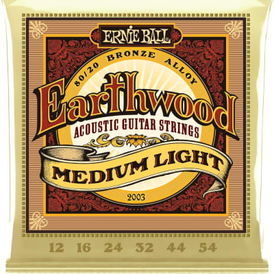 Ernie Ball Earthwood Medium Light 80/20 Bronze Acoustic Guitar Strings, 12-54 Gauge (P02003) image 1