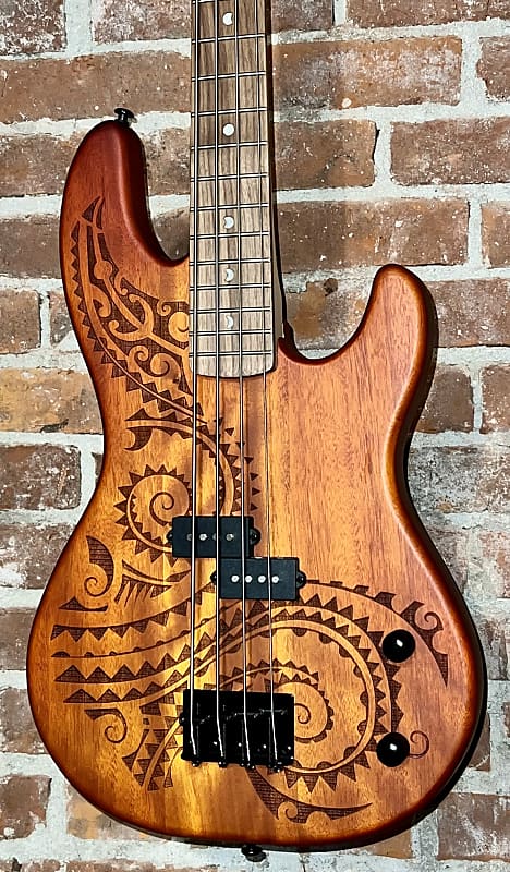 Luna Tattoo Short Scale 30"  Bass Natural Satin  ,Cool Looking great Playing, In Stock & Ships Fast ! image 1