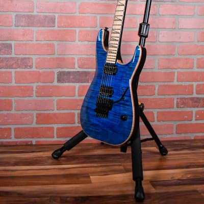 Jackson USA Custom Shop SLAT 1H FR Master-Built by “Metal” Joe Williams Arched Flame Top Blue on Black 2022 w/OHSC image 3