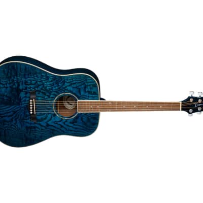 Dean AXS Dreadnought Quilt Ash Acoustic Guitar - Trans Blue - Used image 4
