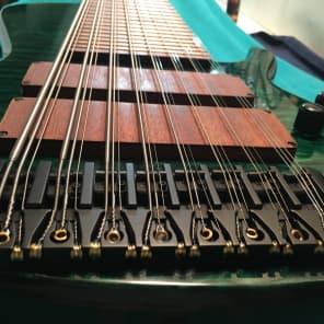 Prat Basses GODZILLA C3-WTF-24 24 string Bass (8x3) Trans Dark Emerald Green + Axe Handler Arc Stand image 20
