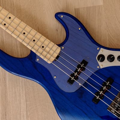 2014 ESP Amaze-ASM Original Series Electric Bass Guitar Active EQ See Thru Blue Ash, Japan image 7