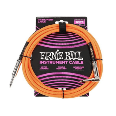 2 pack Ernie Ball 10' Braided Guitar Instrument Cable Straight Angle Orange 6079 image 2