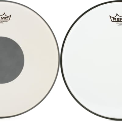 Remo Controlled Sound Coated Drumhead - 14 inch - with Black Dot  Bundle with Remo Ambassador Clear Drumhead - 13 inch image 1