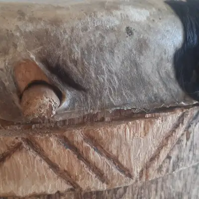 African Hand-Made Djembe Drum 1950s Exotic Hardwood image 5