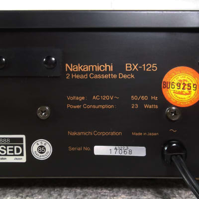 1985 Nakamichi BX-125 Stereo Cassette Deck Low Hours 1-Owner New Belts & Serviced 03-14-2024 Excellent Condition #297 image 8