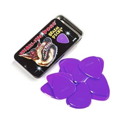 D'Andrea Snarling Dog Brain Nylon Guitar Picks 12 Pack with Tin Box (Purple, 0.60mm) for sale