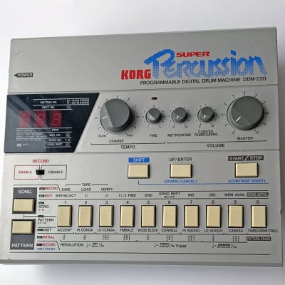 Korg DDM-220 Super Percussion Programmable Digital Drum Machine 1980s - Silver