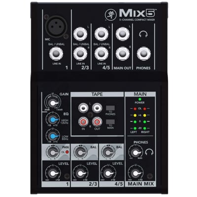 Mackie Mix5 5-Channel Line Home Studio Compact DJ Mixer image 8