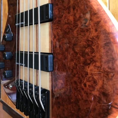 Wolf S9-6 6 String Fretless Bass (Left Handed) - Quilted Bubinga (#2) image 6