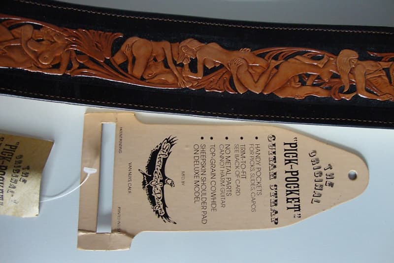Pick Pocket Silver Eagle Designs Vintage Rare Guitar Strap 69 NSFW Reverb