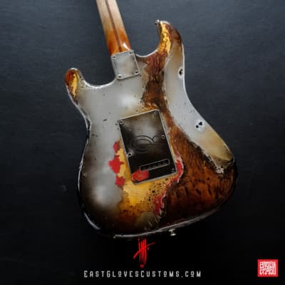 Fender Stratocaster Metallic Silver Gray/Gold Leaf Heavy Aged Relic by East Gloves Customs image 9