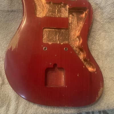MJT Early 60's Vintage Style JAZZMASTER Maroon/Red Transparent Custom 1-Piecs 2022 Aged Guitar BODY, for sale