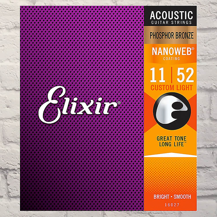 Elixir E16027 11-52 Custom Light Nano Phosphor Bronze Acoustic Strings image 1
