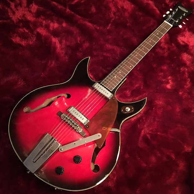 Raven Guyatone Hollow body MIJ Vintage 1960 Dark Red Sunburst