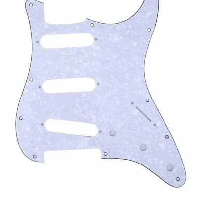 Carmedon SSS 11 Holes Strat Electric Guitar Pickguard Scratch Plate for Fender USA/Mexican Made American Standard Stratocaster Modern Style Guitar Parts (4ply White Pearl) 2023 - White Pearl image 1