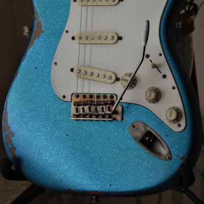 American Fender Stratocaster Performer Custom Relic Nitro Blue Sparkle image 16