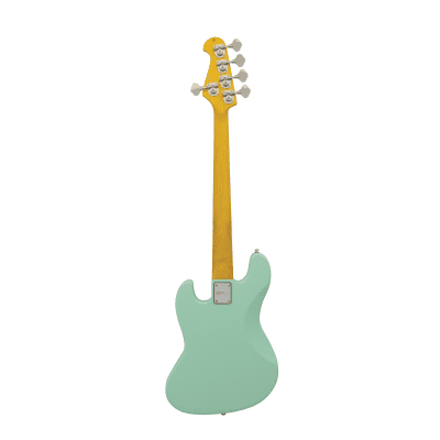 CNZ Audio JB 5-String Electric Bass Guitar - Maple Neck, Imitation Rosewood Fingerboard, Surf Green image 2