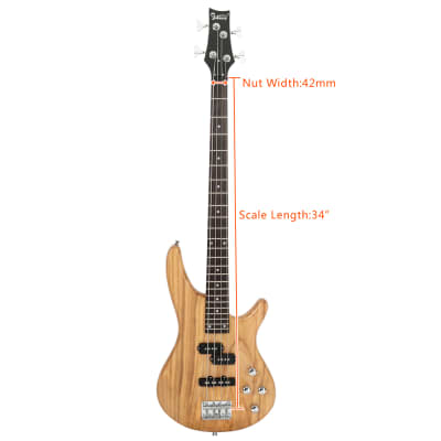 Glarry GIB Electric Bass Guitar Full Size 4 String 2020s - Burlywood image 8