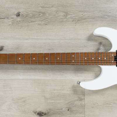 Charvel USA Select DK24 HH 2PT CM Guitar, Caramelized Flame Maple, Satin White image 6