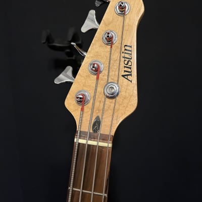 Austin 4-String Electric Bass White P Bass ABP200 w/ Gig Bag #304 image 11