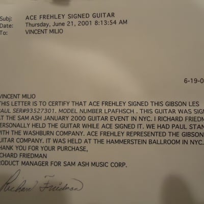 ULTRARARE,ONE-Of-A-KIND"SIGNED"Gibson Ace Frehley KISS Les Paul Cherry Sunburst Guitar,ClosetClassic image 3
